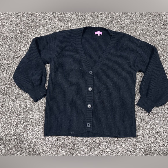 Edikted Black Ribbed Button Front Cardigan Size M - Picture 1 of 3